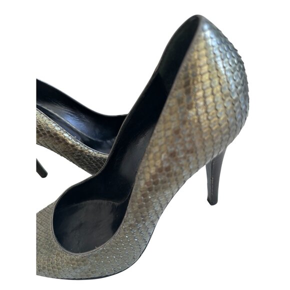 PATRICK COX Metallic Snakeskin Stiletto Heels Size 39.5 US 9.5 - Picture 7 of 12